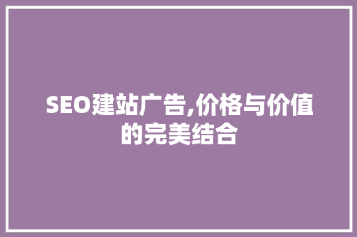 SEO建站广告,价格与价值的完美结合