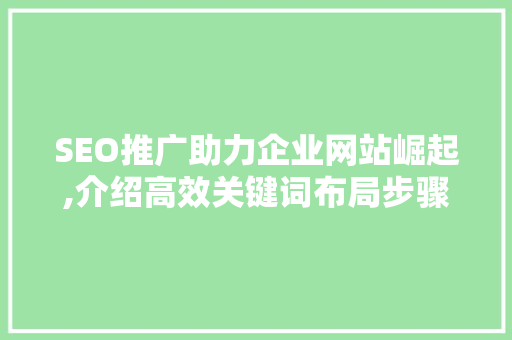 SEO推广助力企业网站崛起,介绍高效关键词布局步骤