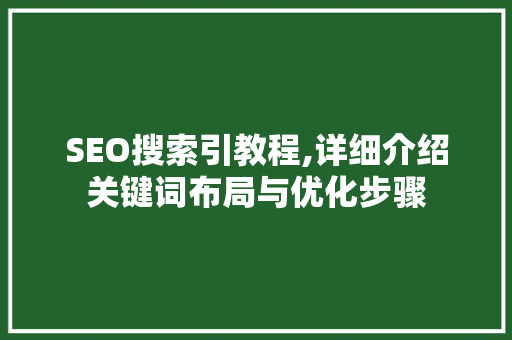 SEO搜索引教程,详细介绍关键词布局与优化步骤