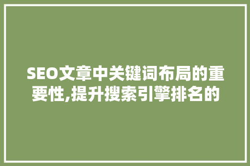 SEO文章中关键词布局的重要性,提升搜索引擎排名的关键因素
