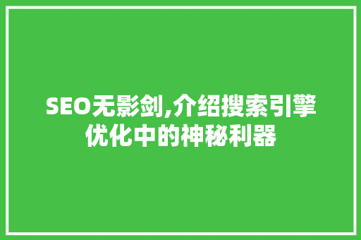 SEO无影剑,介绍搜索引擎优化中的神秘利器
