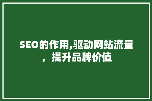 SEO的作用,驱动网站流量，提升品牌价值