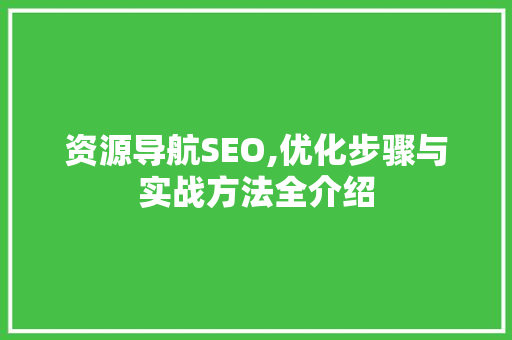 资源导航SEO,优化步骤与实战方法全介绍