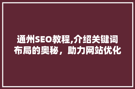 通州SEO教程,介绍关键词布局的奥秘，助力网站优化成功