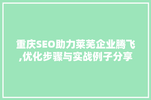 重庆SEO助力莱芜企业腾飞,优化步骤与实战例子分享