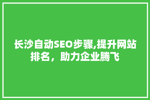 长沙自动SEO步骤,提升网站排名，助力企业腾飞