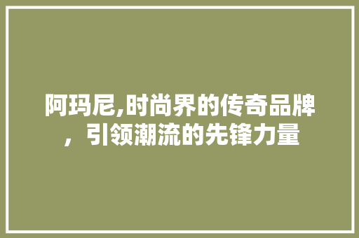 阿玛尼,时尚界的传奇品牌，引领潮流的先锋力量