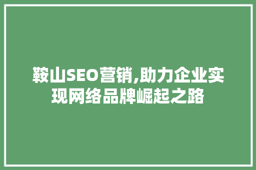 鞍山SEO营销,助力企业实现网络品牌崛起之路