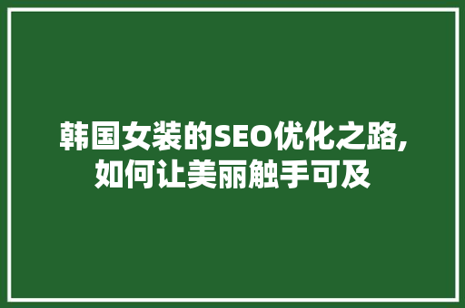 韩国女装的SEO优化之路,如何让美丽触手可及