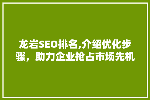 龙岩SEO排名,介绍优化步骤，助力企业抢占市场先机