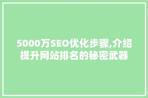 5000万SEO优化步骤,介绍提升网站排名的秘密武器