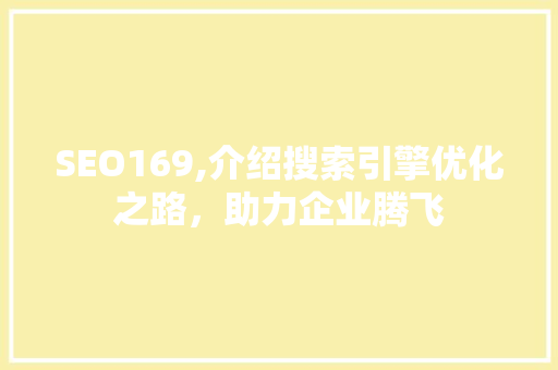 SEO169,介绍搜索引擎优化之路，助力企业腾飞