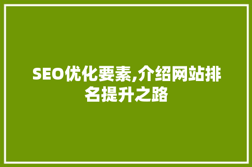 SEO优化要素,介绍网站排名提升之路