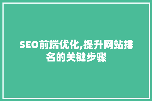 SEO前端优化,提升网站排名的关键步骤