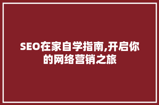 SEO在家自学指南,开启你的网络营销之旅
