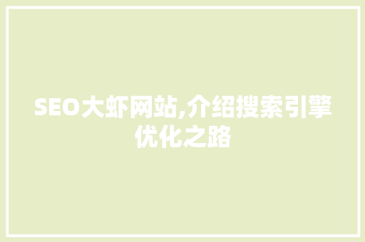 SEO大虾网站,介绍搜索引擎优化之路