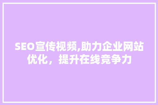 SEO宣传视频,助力企业网站优化，提升在线竞争力