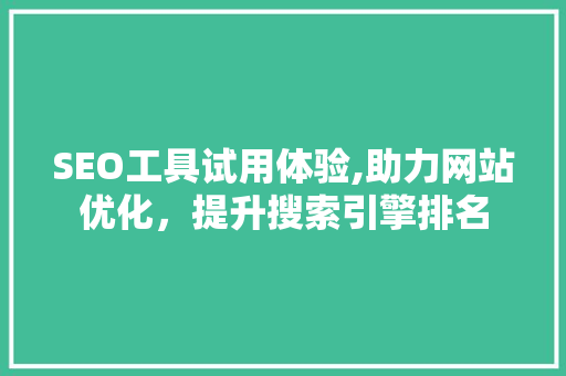 SEO工具试用体验,助力网站优化，提升搜索引擎排名