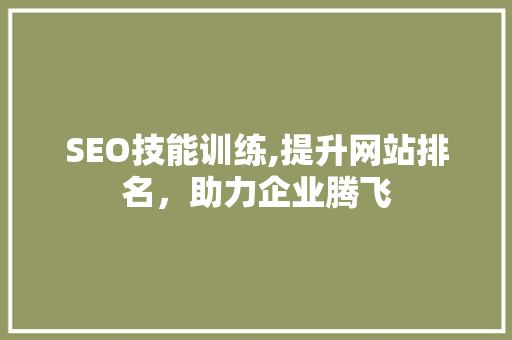 SEO技能训练,提升网站排名，助力企业腾飞