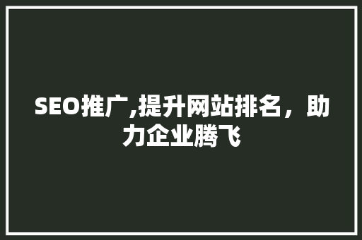 SEO推广,提升网站排名，助力企业腾飞