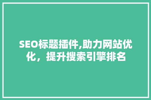 SEO标题插件,助力网站优化，提升搜索引擎排名