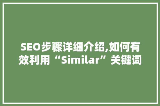 SEO步骤详细介绍,如何有效利用“Similar”关键词提升网站排名