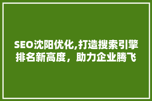 SEO沈阳优化,打造搜索引擎排名新高度，助力企业腾飞