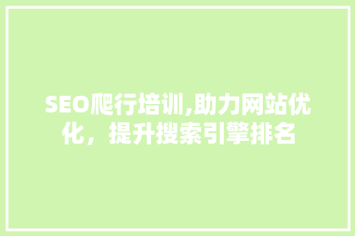 SEO爬行培训,助力网站优化，提升搜索引擎排名