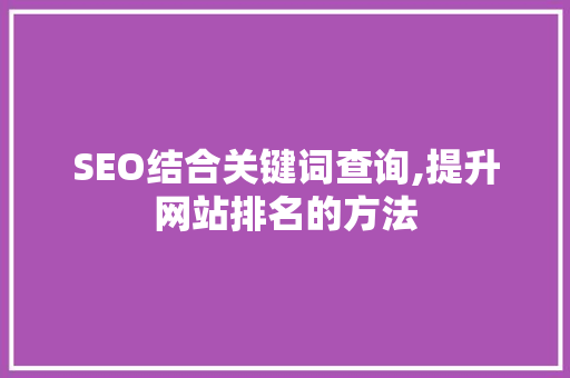 SEO结合关键词查询,提升网站排名的方法