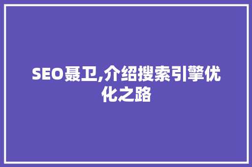 SEO聂卫,介绍搜索引擎优化之路  第1张