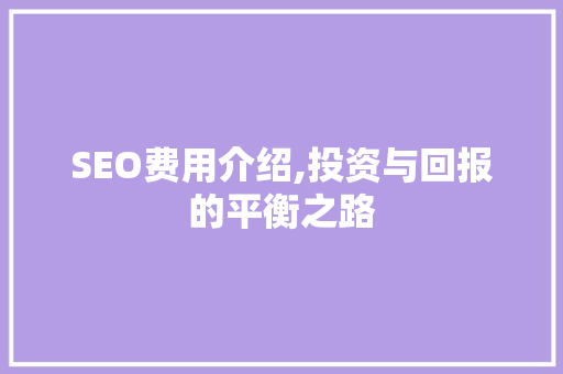 SEO费用介绍,投资与回报的平衡之路  第1张
