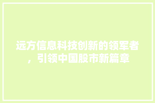 远方信息科技创新的领军者，引领中国股市新篇章
