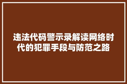 违法代码警示录解读网络时代的犯罪手段与防范之路