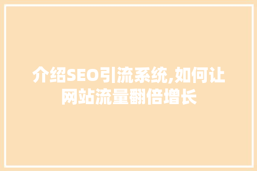 介绍SEO引流系统,如何让网站流量翻倍增长