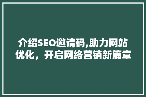 介绍SEO邀请码,助力网站优化，开启网络营销新篇章  第1张