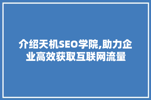 介绍天机SEO学院,助力企业高效获取互联网流量