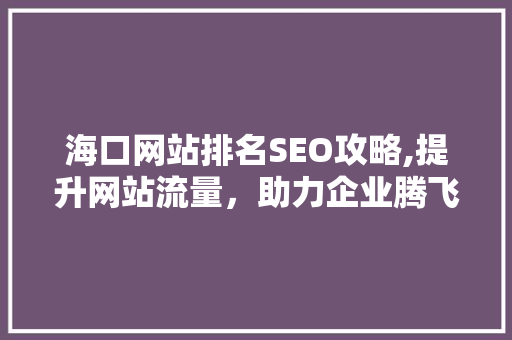 海口网站排名SEO攻略,提升网站流量，助力企业腾飞