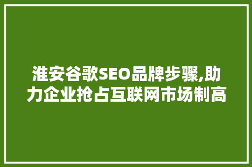 淮安谷歌SEO品牌步骤,助力企业抢占互联网市场制高点