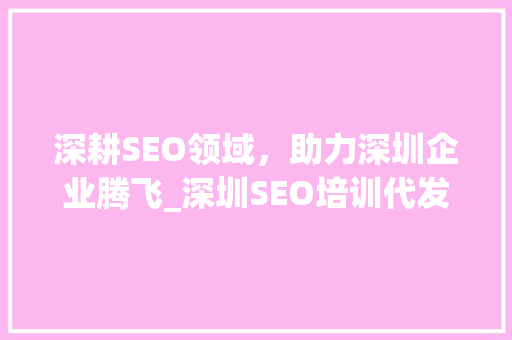 深耕SEO领域，助力深圳企业腾飞_深圳SEO培训代发全面介绍