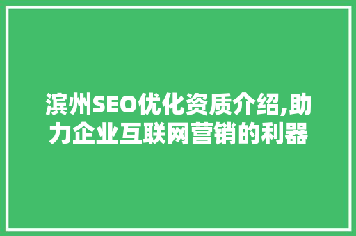 滨州SEO优化资质介绍,助力企业互联网营销的利器