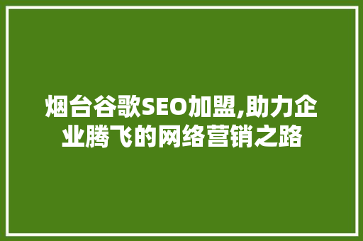烟台谷歌SEO加盟,助力企业腾飞的网络营销之路