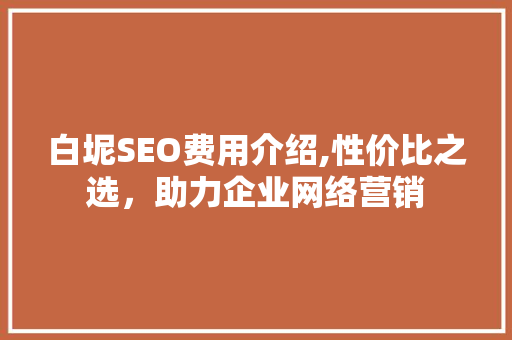 白坭SEO费用介绍,性价比之选，助力企业网络营销