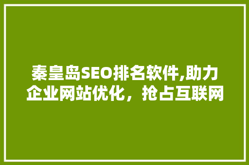 秦皇岛SEO排名软件,助力企业网站优化，抢占互联网市场先机
