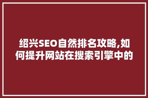 绍兴SEO自然排名攻略,如何提升网站在搜索引擎中的自然排名