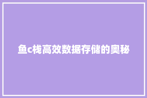 鱼c栈高效数据存储的奥秘