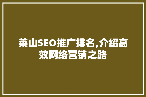 莱山SEO推广排名,介绍高效网络营销之路