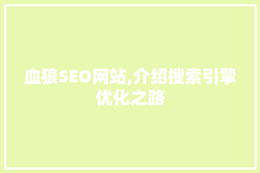 血狼SEO网站,介绍搜索引擎优化之路