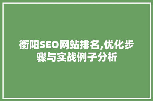 衡阳SEO网站排名,优化步骤与实战例子分析