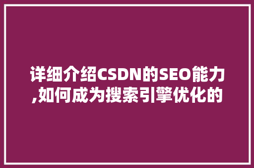 详细介绍CSDN的SEO能力,如何成为搜索引擎优化的典范