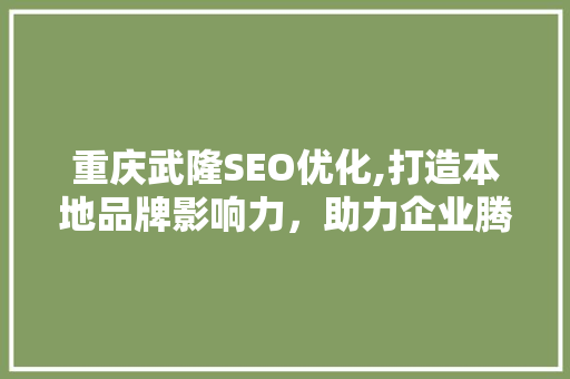 重庆武隆SEO优化,打造本地品牌影响力，助力企业腾飞